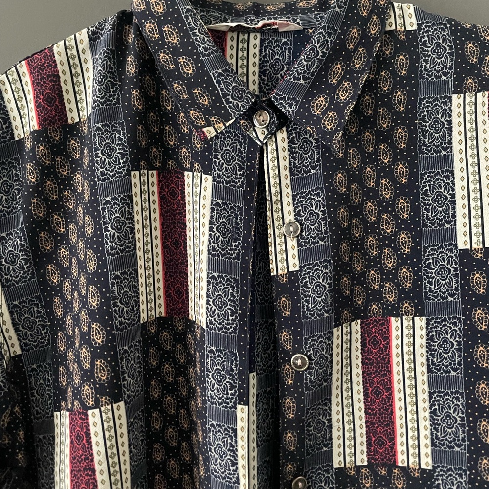 Vintage Patterned Button-Up Shirt